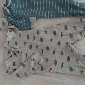 Child of Mine size 3-6 mo. sleep &play onesie; Grey &blue cute animal &stripe